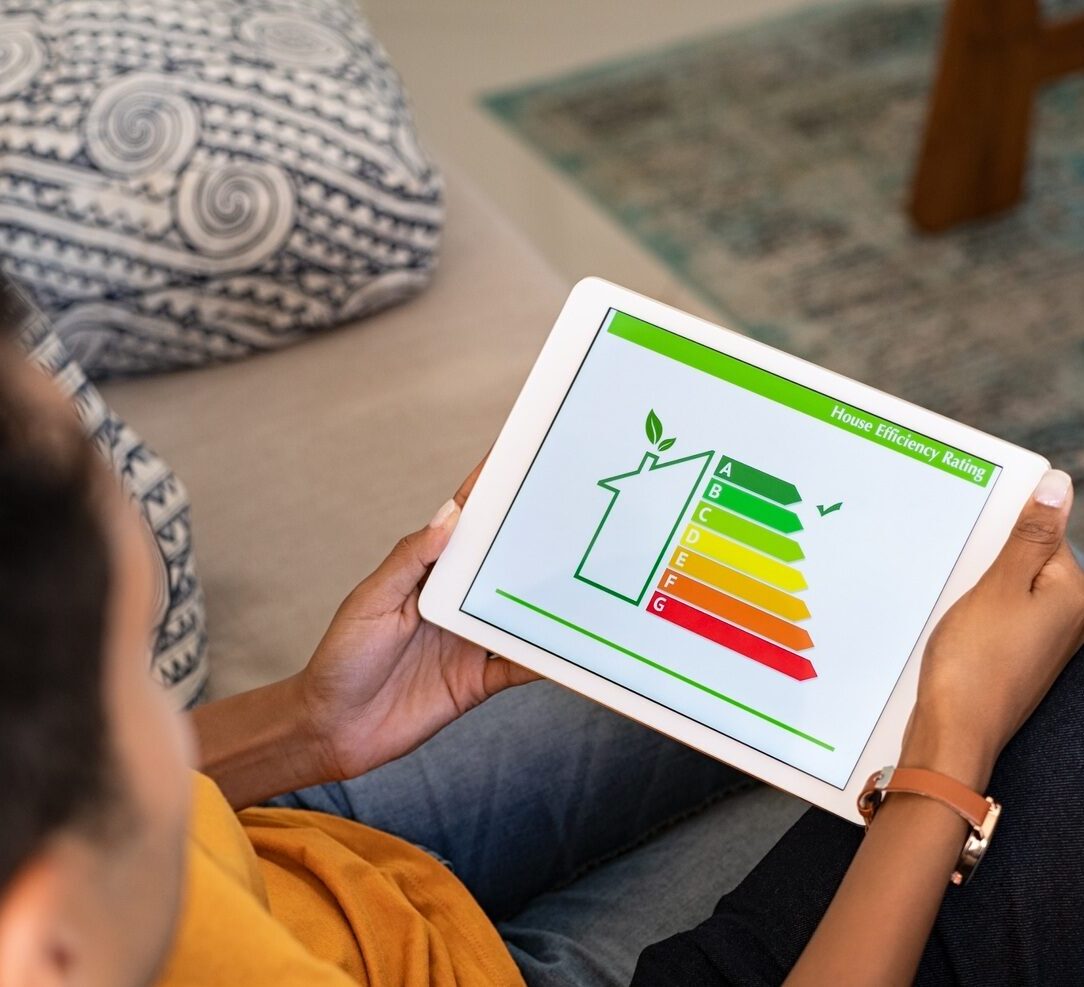 Couple watching house energy efficiency